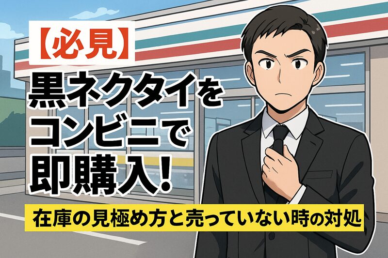【必見】黒ネクタイをコンビニで即購入！在庫の見極め方と売っていない時の対処法