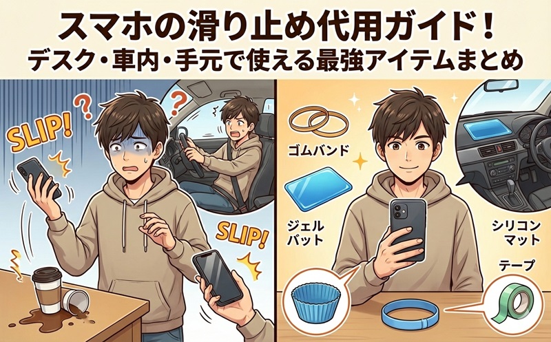 スマホの滑り止め代用ガイド